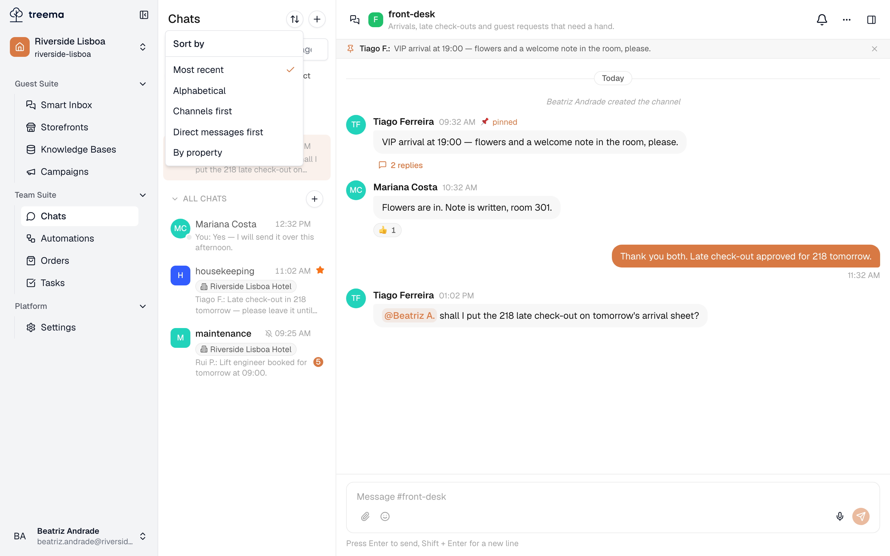 Finding a conversation screenshot