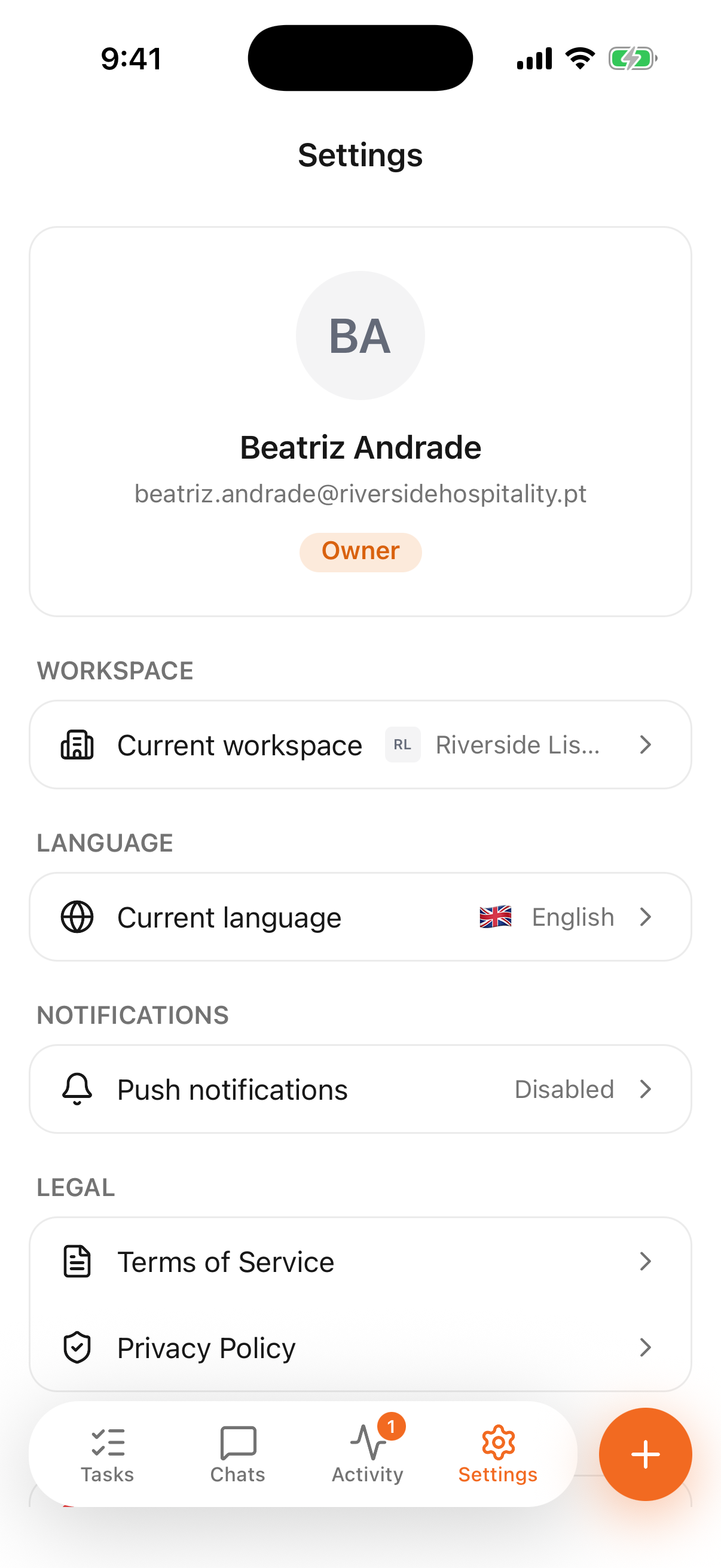 Settings screenshot