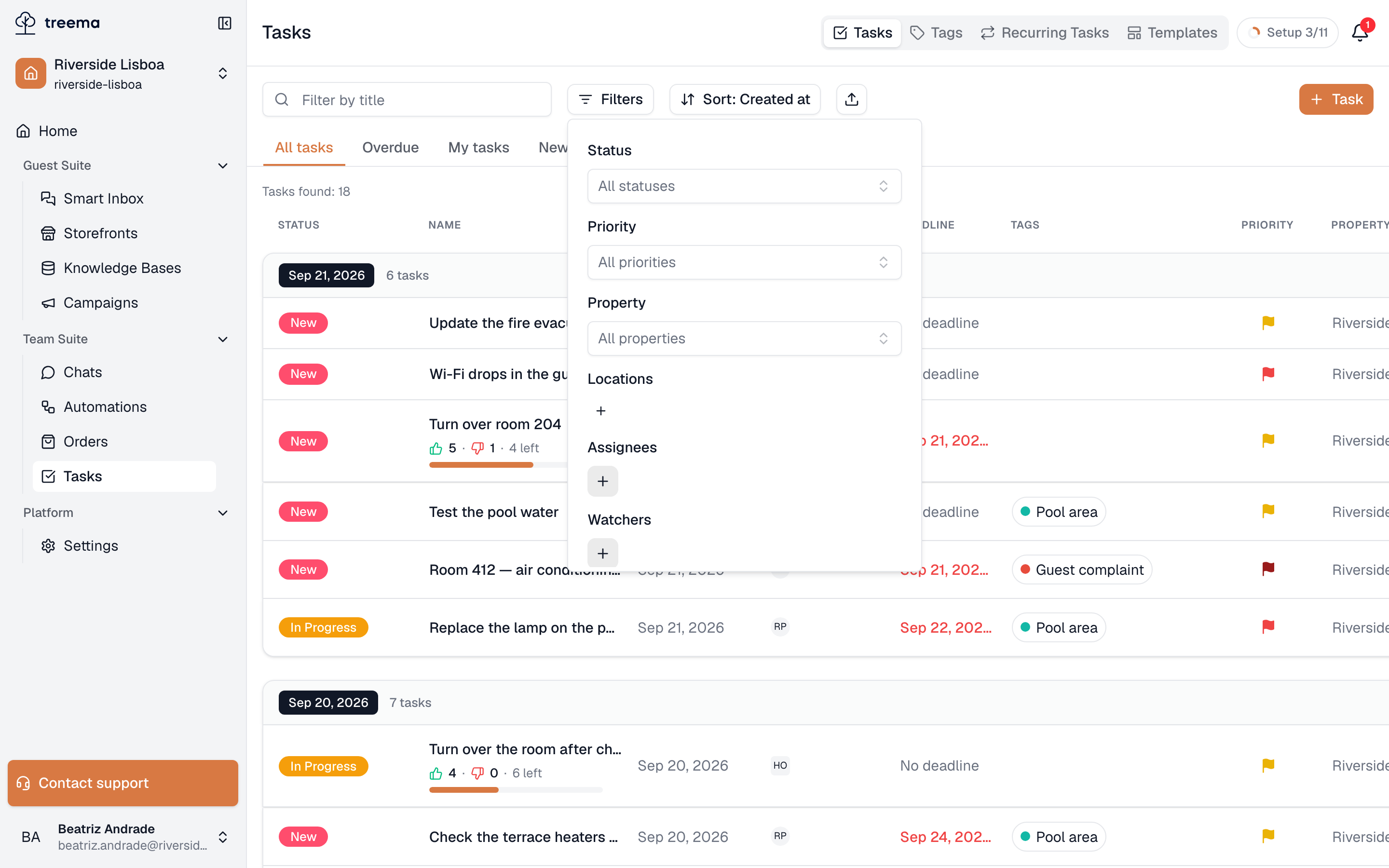 The task list screenshot